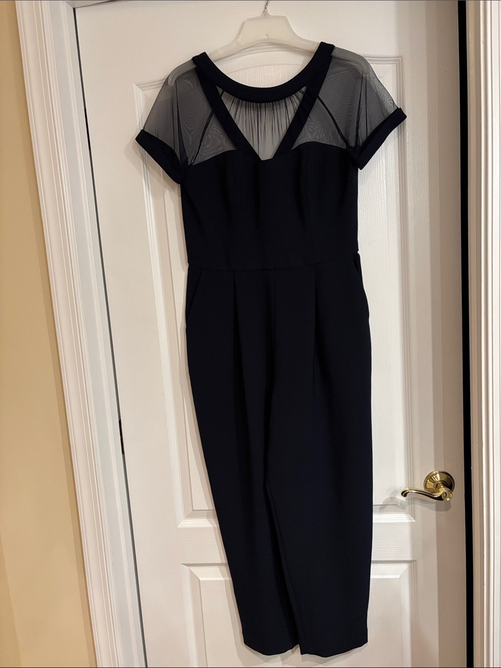 Maggy London Jumpsuit with Sheer Mesh Yoke